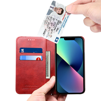 Simple Wallet iPhone 13 Mini Leather Case RFID Anti-lost Magtic Stand Business