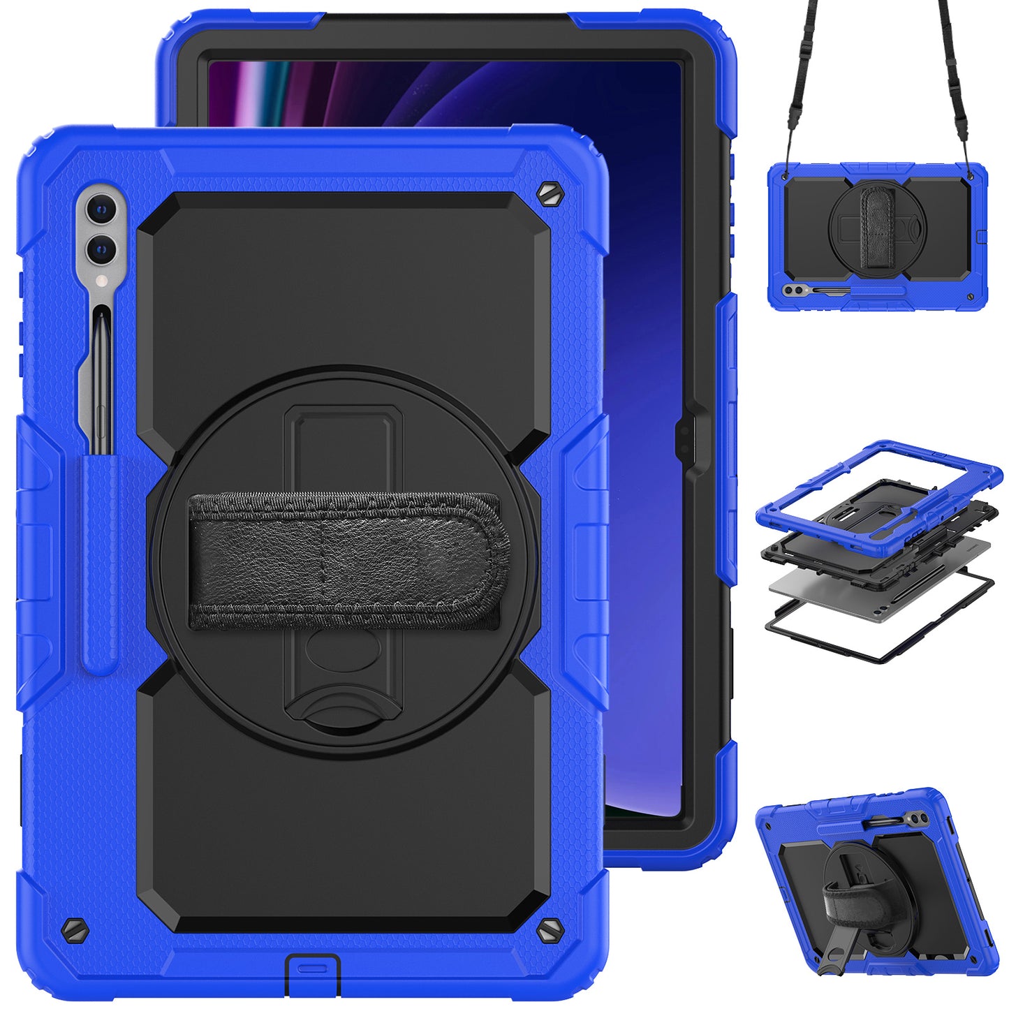 Tough Strap Galaxy Tab S9 Ultra Shockproof Case Multi-functional Built-in Screen Protector