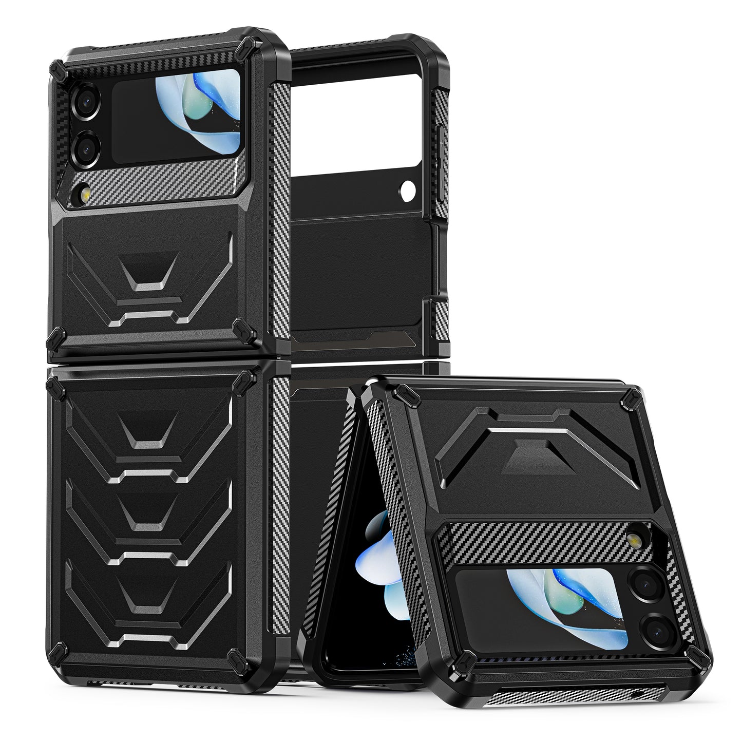 Mech King Galaxy Z Flip4 Case Full-Body Rugged Protection Mul-angele Kicktand