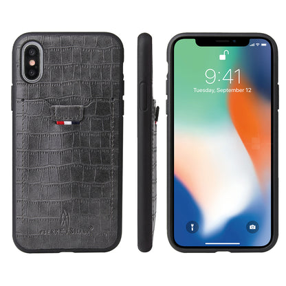 Crocodile Leather iPhone X Xs Cover Business Card Holder Deluxe