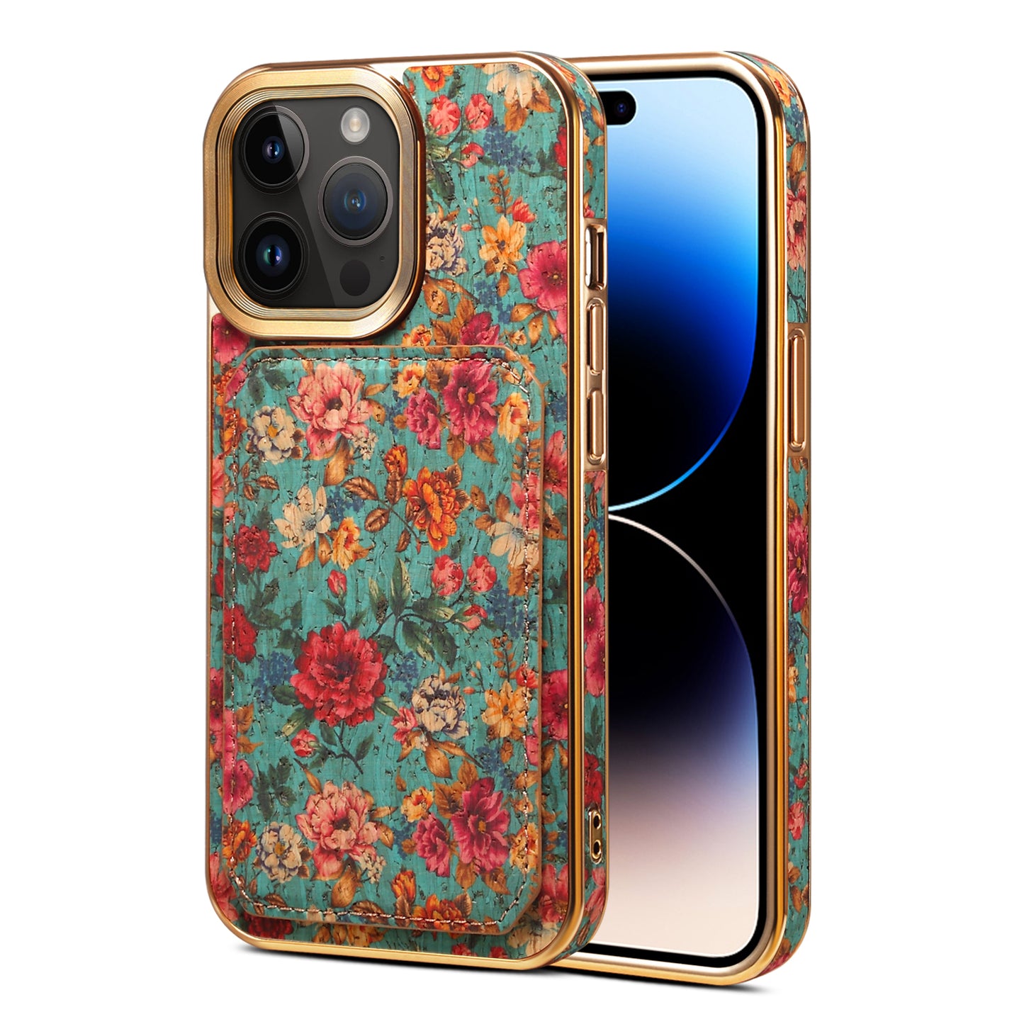 Moslem Flowers Wood iPhone 14 Pro Max Transformers Cover Verticle Horizontal Kickstand