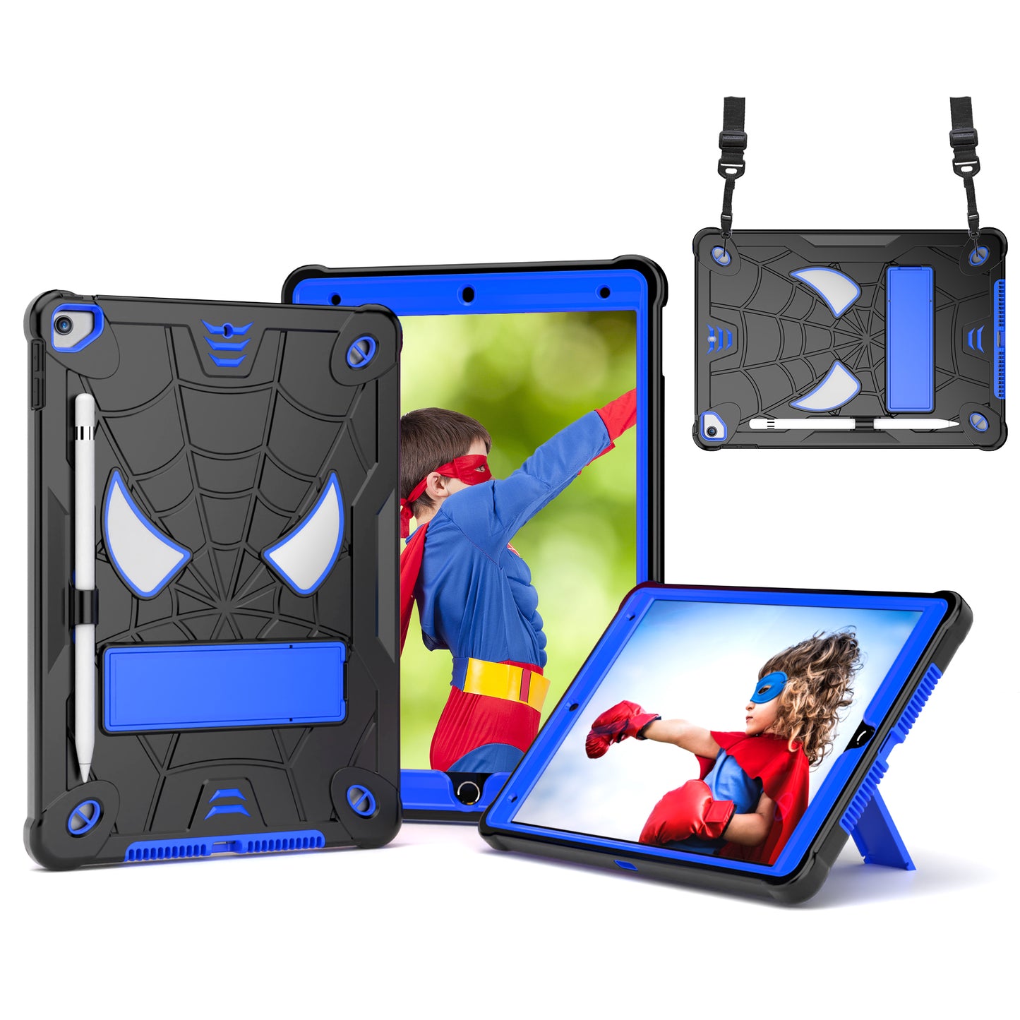 Spider-Man iPad 8 Shockproof Case Rugged Detachable Shoulder Strap