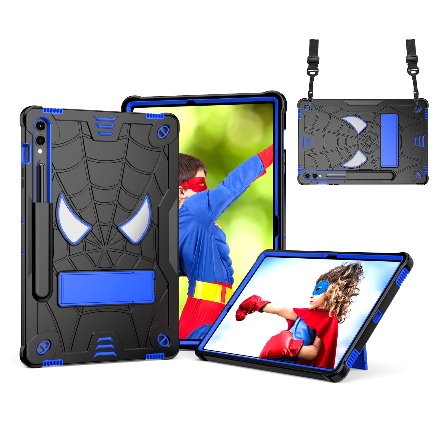 Spider-Man Galaxy Tab S9+ Shockproof Case Rugged Detachable Shoulder Strap