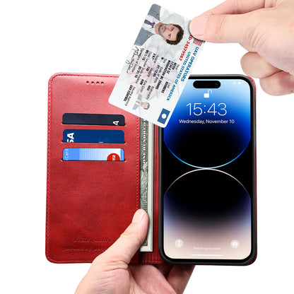 Simple Wallet iPhone 14 Pro Leather Case RFID Anti-lost Magtic Stand Business