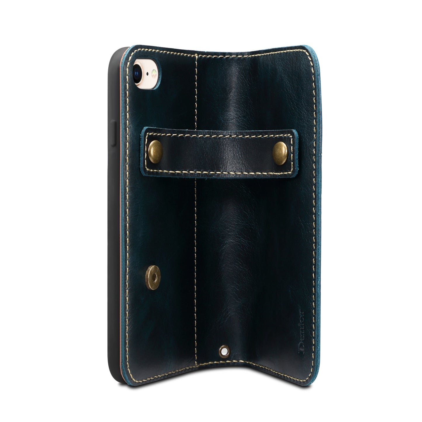 Waxed Cowhide Leather iPhone SE 2020 Magnetic Buckle Case Wallet Stand