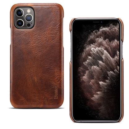 Waxed Cowhide Leather iPhone 12 Pro Back Cover Business Man's