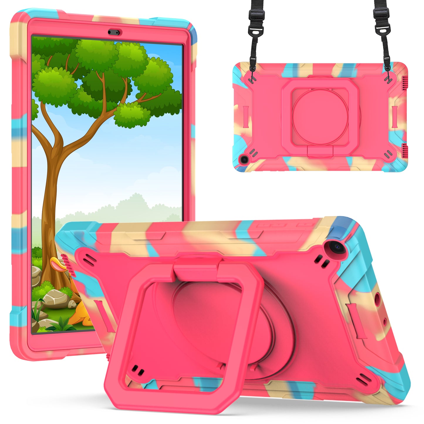 Hit-Color Hook Galaxy Tab A 10.1 (2019) Shockproof Case Rotating Stand Wristband