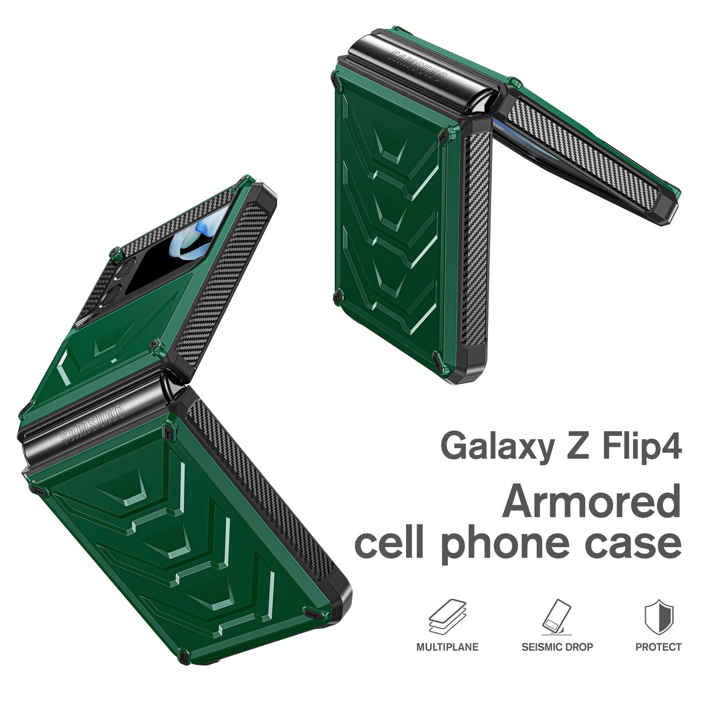 Mech King Galaxy Z Flip4 Case Full-Body Rugged Protection Mul-angele Kicktand