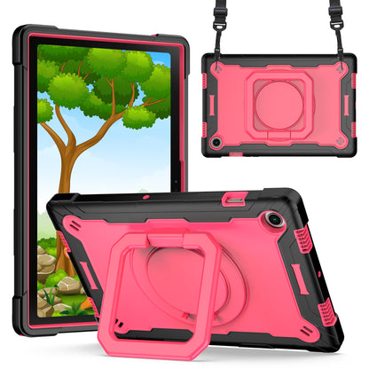 Hit-Color Hook Galaxy Tab A8 Shockproof Case Rotating Stand Wristband Strap