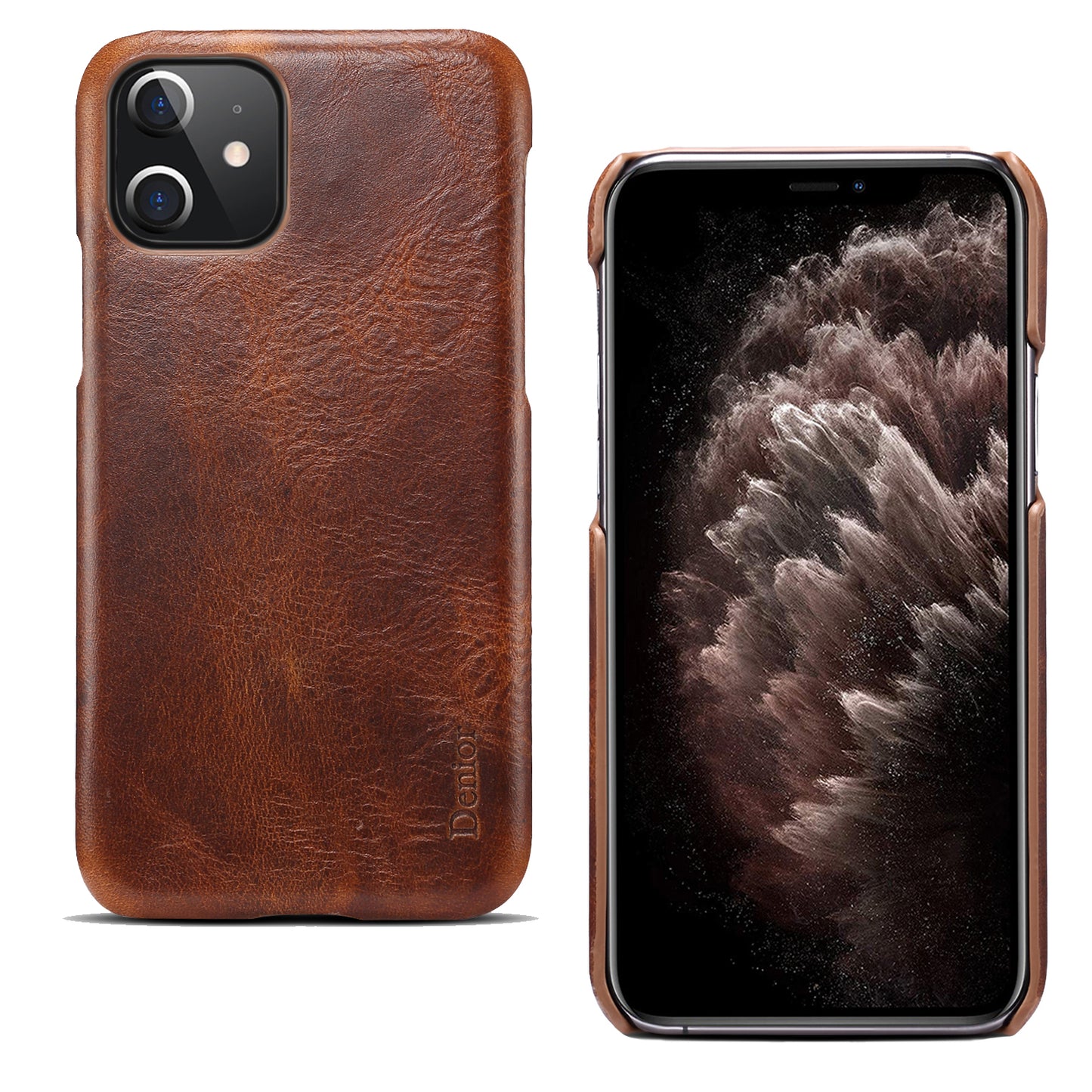 Waxed Cowhide Leather iPhone 12 Back Cover Business Man's