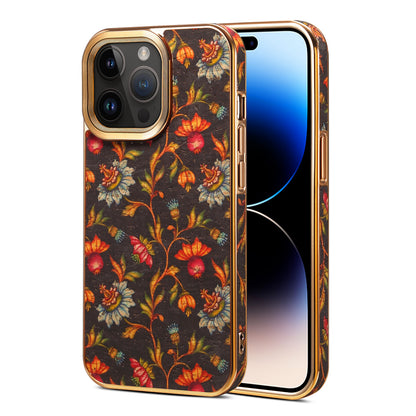 Moslem Flowers Wood iPhone 14 Pro Max  Electroplated Cover Retro