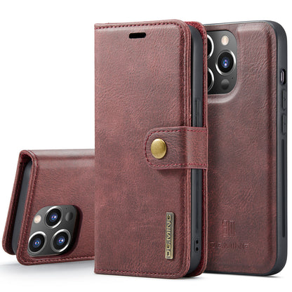 Detachable 2 In 1 iPhone 13 Pro Leather Case Wallet Auto-magnetic Luxury Buckle