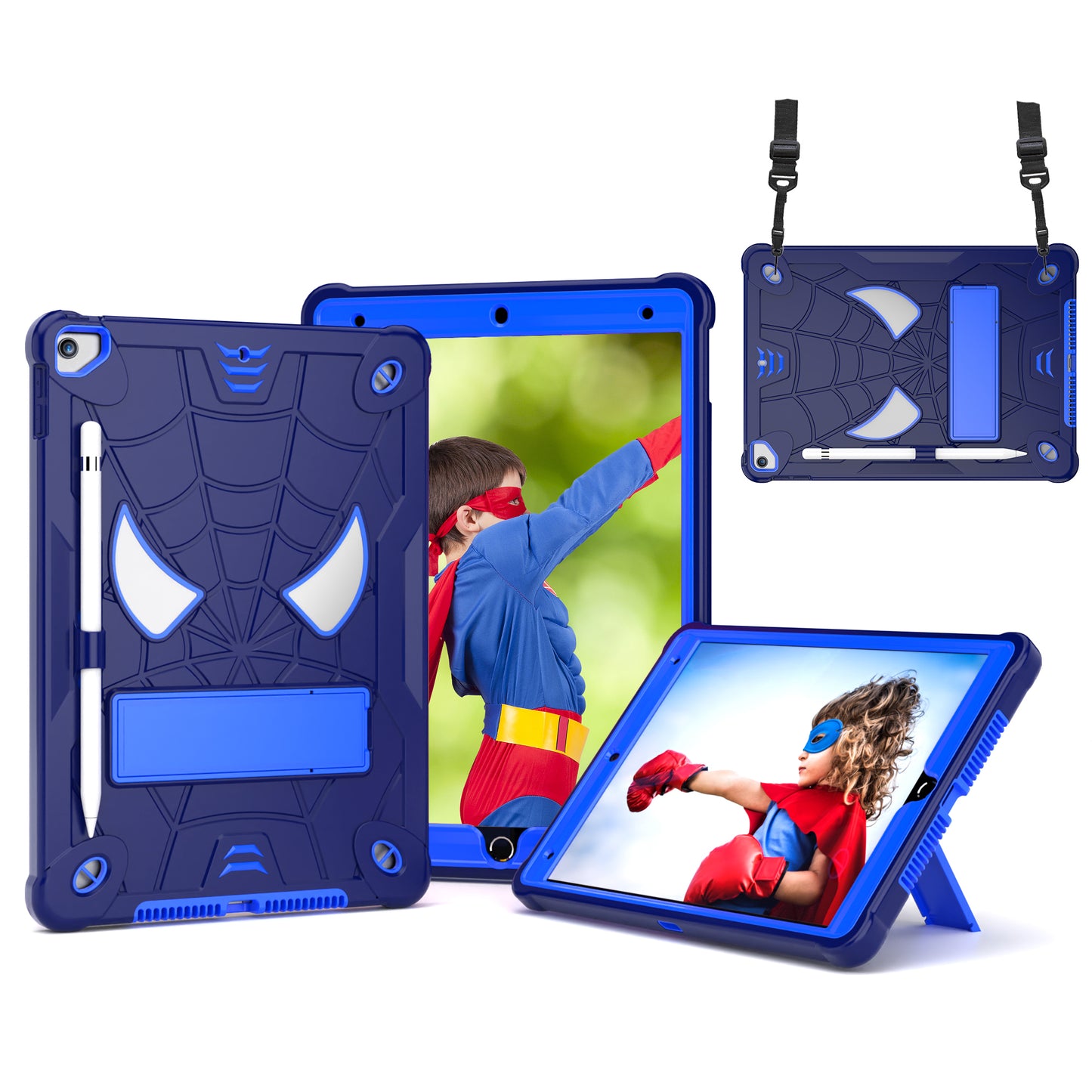 Spider-Man iPad 9 Shockproof Case Rugged Detachable Shoulder Strap