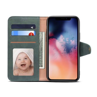 Photo Frame Wallet iPhone 11 Pro Max Leather Case Retro Kickstand with Button