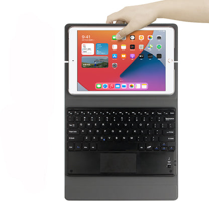 Metal Hinge iPad 7 Touchpad Keyboard Case with Backlit Detachable Slik Leather