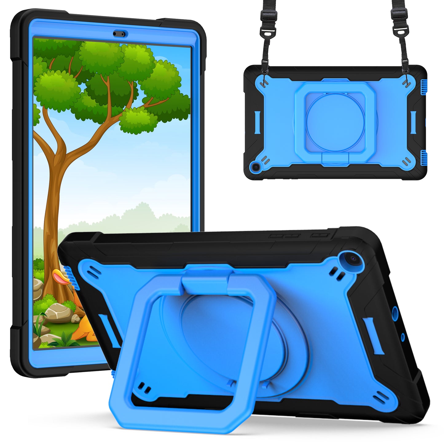 Hit-Color Hook Galaxy Tab A 10.1 (2019) Shockproof Case Rotating Stand Wristband