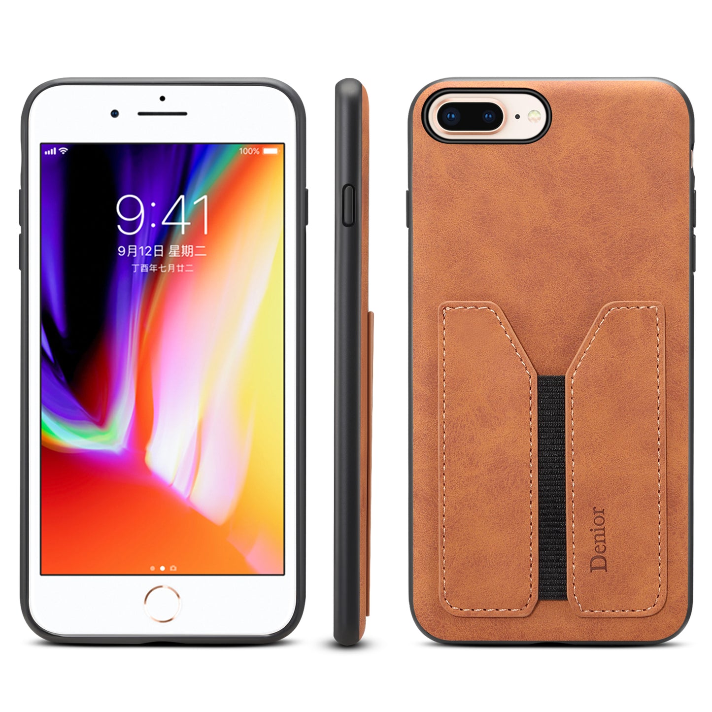 Elastic Card Holder iPhone 8 Plus Back Cover Retro Leather Soft Slim