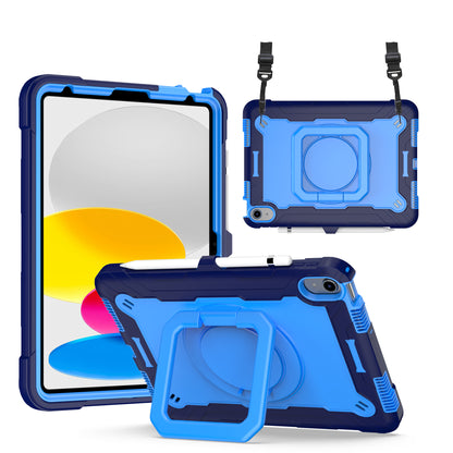 Hit-Color Hook iPad 10 Shockproof Case Rotating Stand Wristband Shoulder Strap