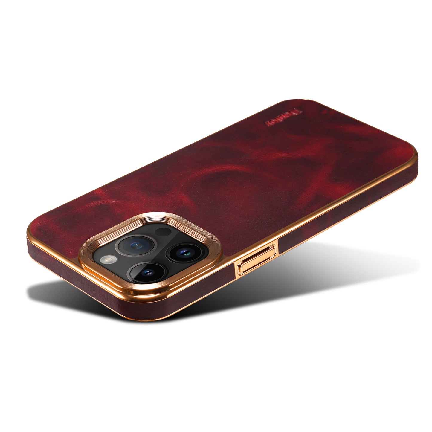 Waxed Cowhide Leather iPhone 15 Pro Electroplated Cover Back Deluxe