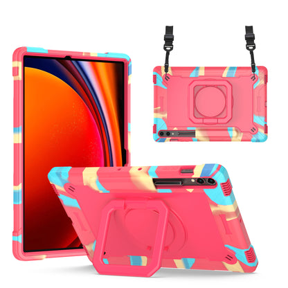 Hit-Color Hook Galaxy Tab S9 FE+ Shockproof Case Rotating Stand Wristband Strap