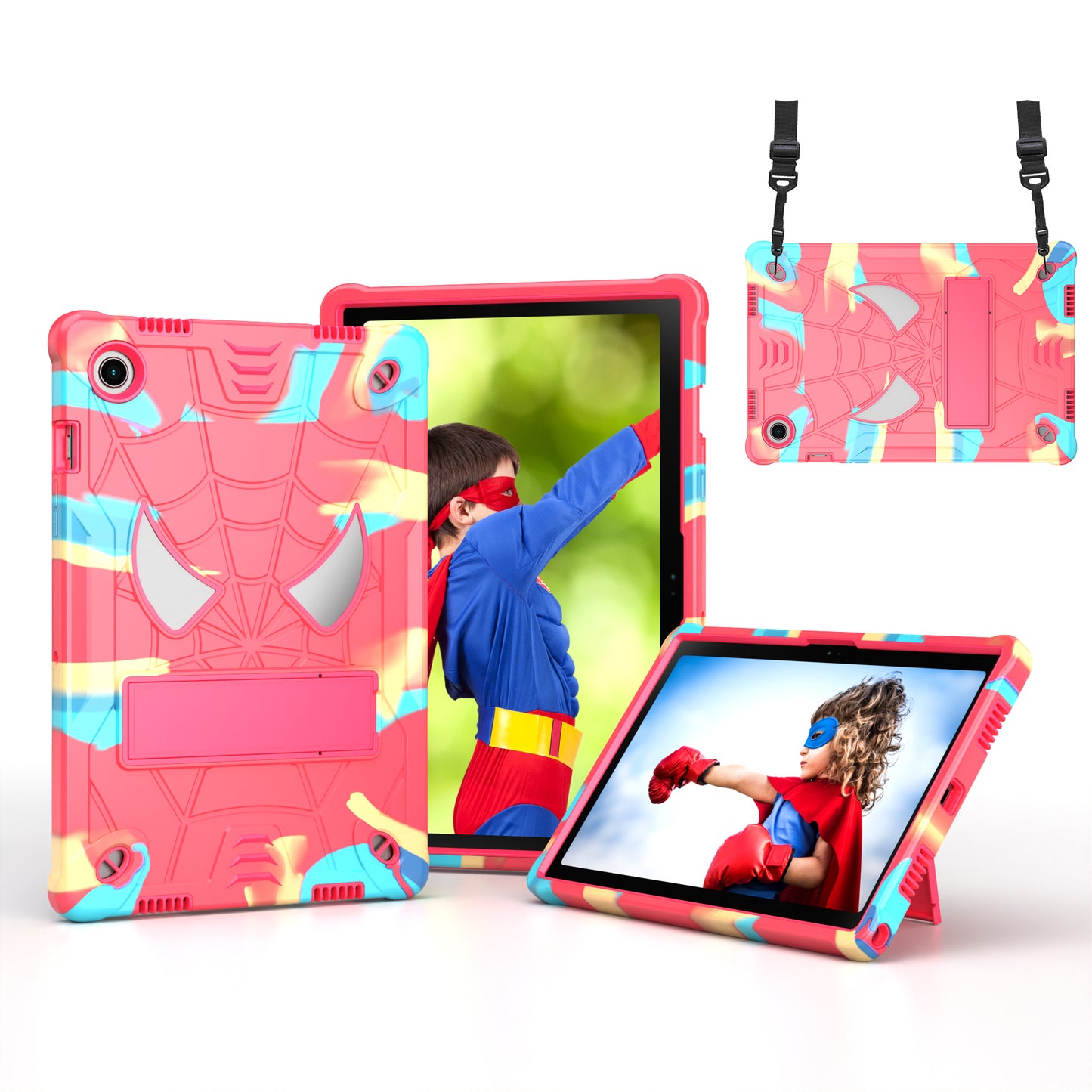 Spider-Man Galaxy Tab A8 Shockproof Case Rugged Detachable Shoulder Strap