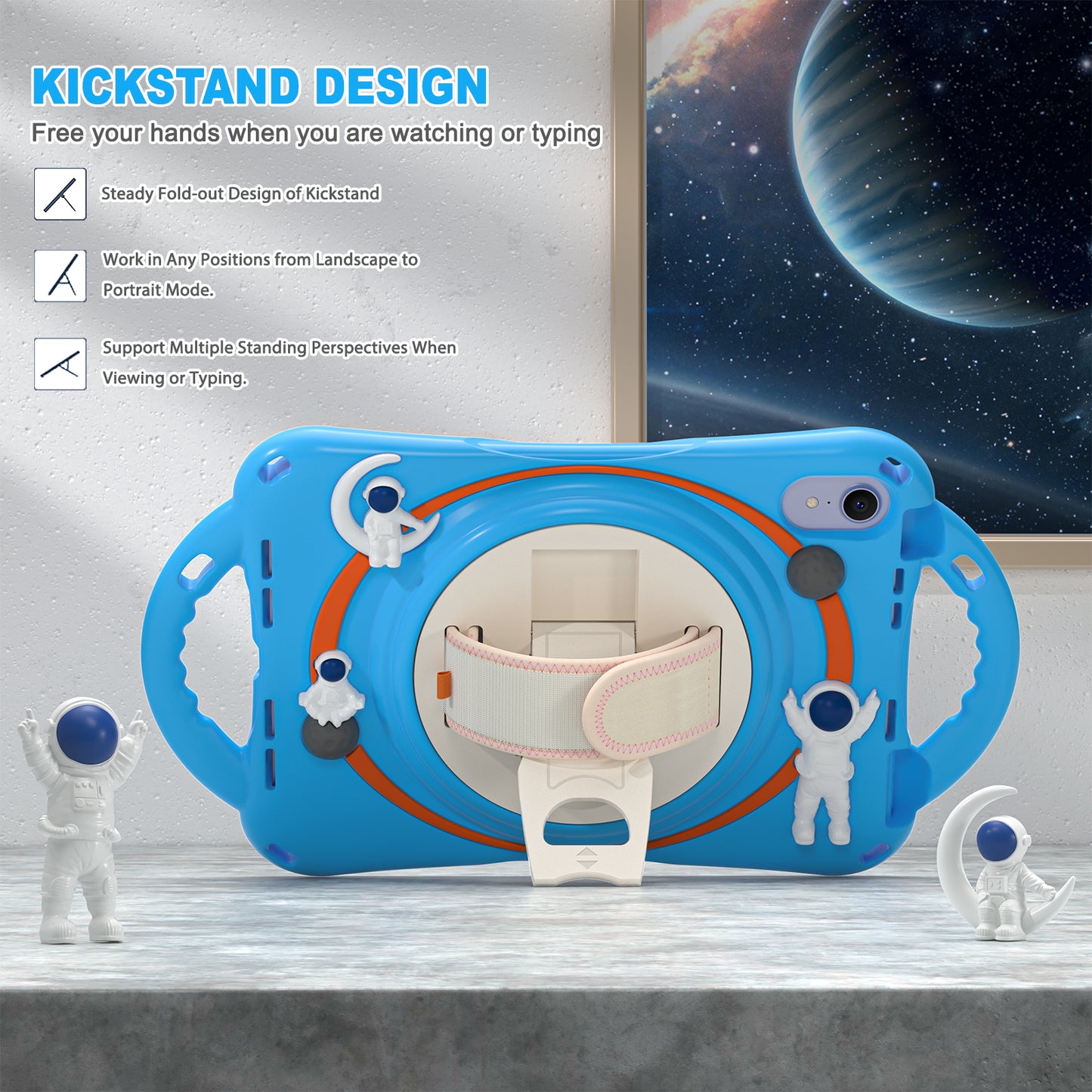 Spaceman iPad Mini 6 Case 360 Rotating Hand Strap Removable Shoulder Strap