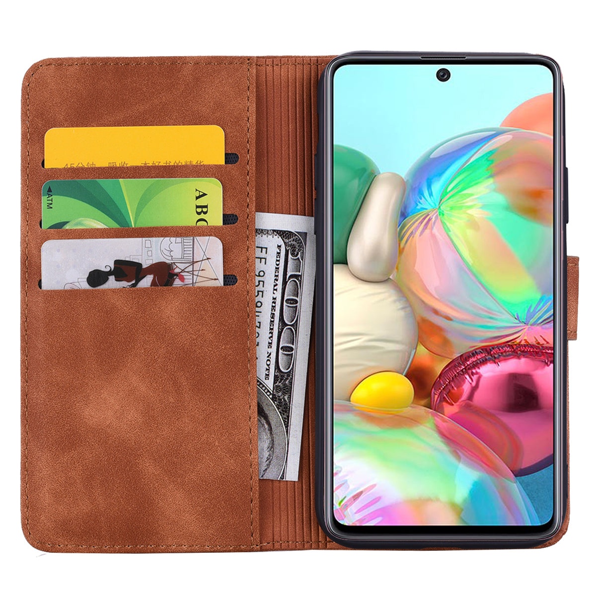 Double Hem Galaxy A31 Leather Case Embossing Sunflower Wallet Foldable Stand