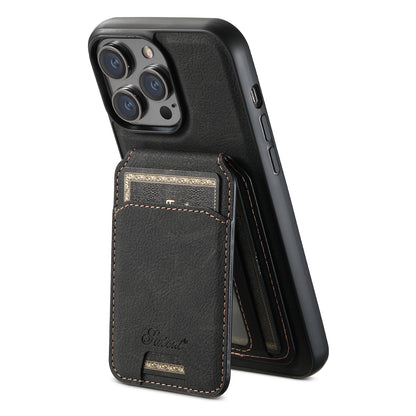 Magnetic Card Holder iPhone 12 Leather Cover 2 in 1 Car Mount