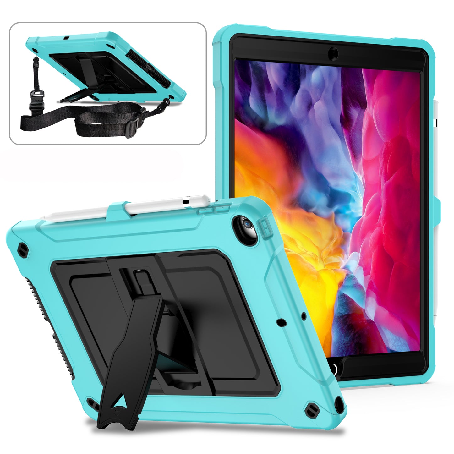 Square Super iPad Air 3 Shockproof Case Heavy Duty Protection Shoulder Strap