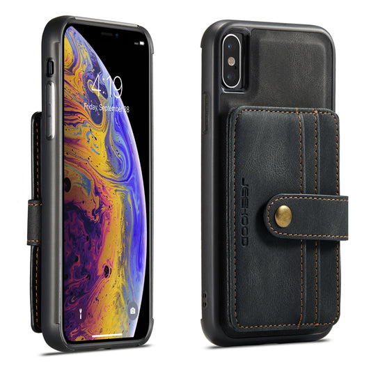 Magnetic Detachable Card Holder iPhone XR Leather Cover RFID Back Kickstand