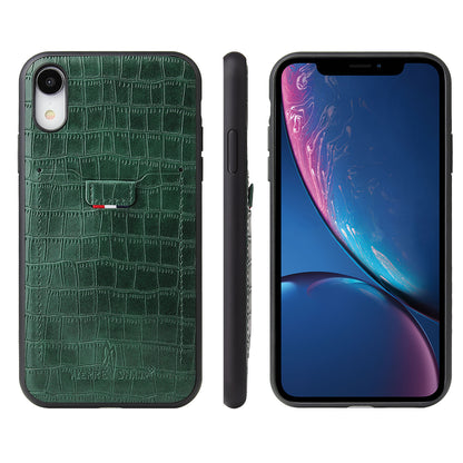 Crocodile Leather iPhone XR Cover Business Card Holder Deluxe