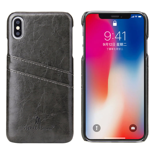 Oil Artificial Leather iPhone Xs Max Wallet Cover Back Pack Business