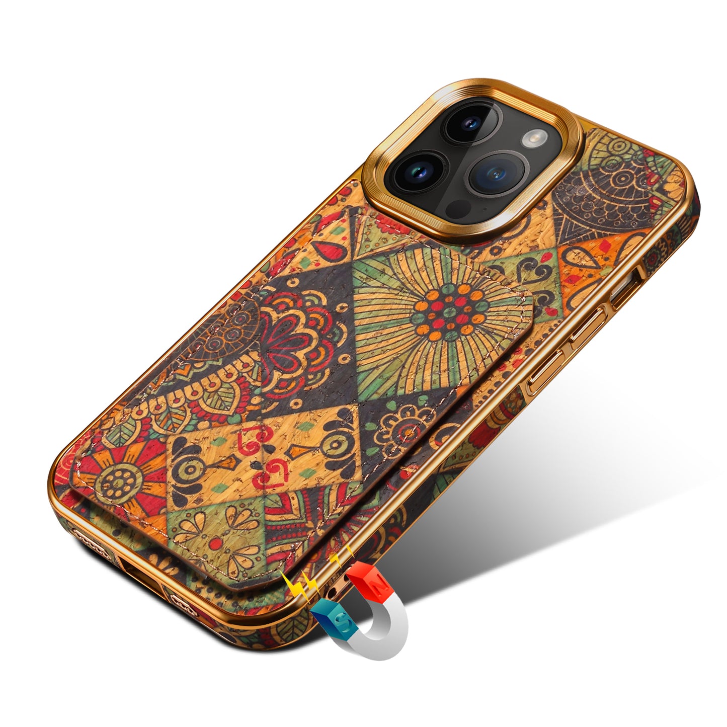 Moslem Flowers Wood iPhone 15 Pro Max Transformers Cover Verticle Horizontal Kickstand