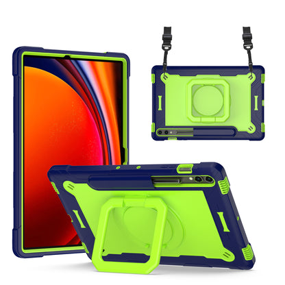 Hit-Color Hook Galaxy Tab S9 FE+ Shockproof Case Rotating Stand Wristband Strap