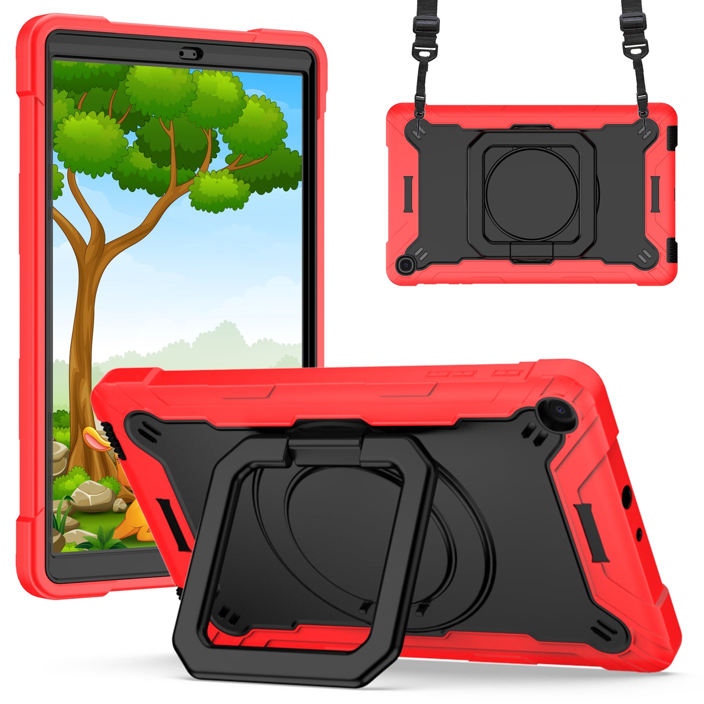 Hit-Color Hook Galaxy Tab A 10.1 (2019) Shockproof Case Rotating Stand Wristband