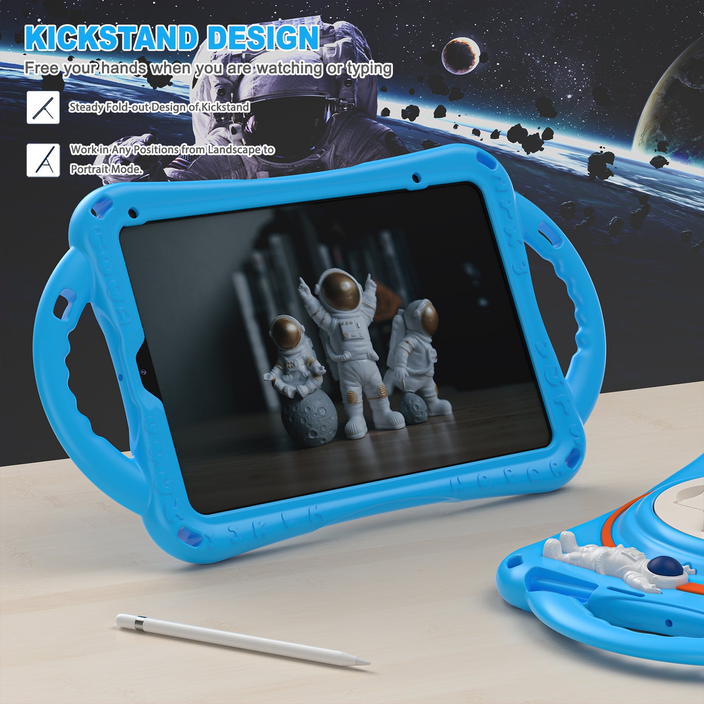 Spaceman iPad Mini 6 Case 360 Rotating Hand Strap Removable Shoulder Strap