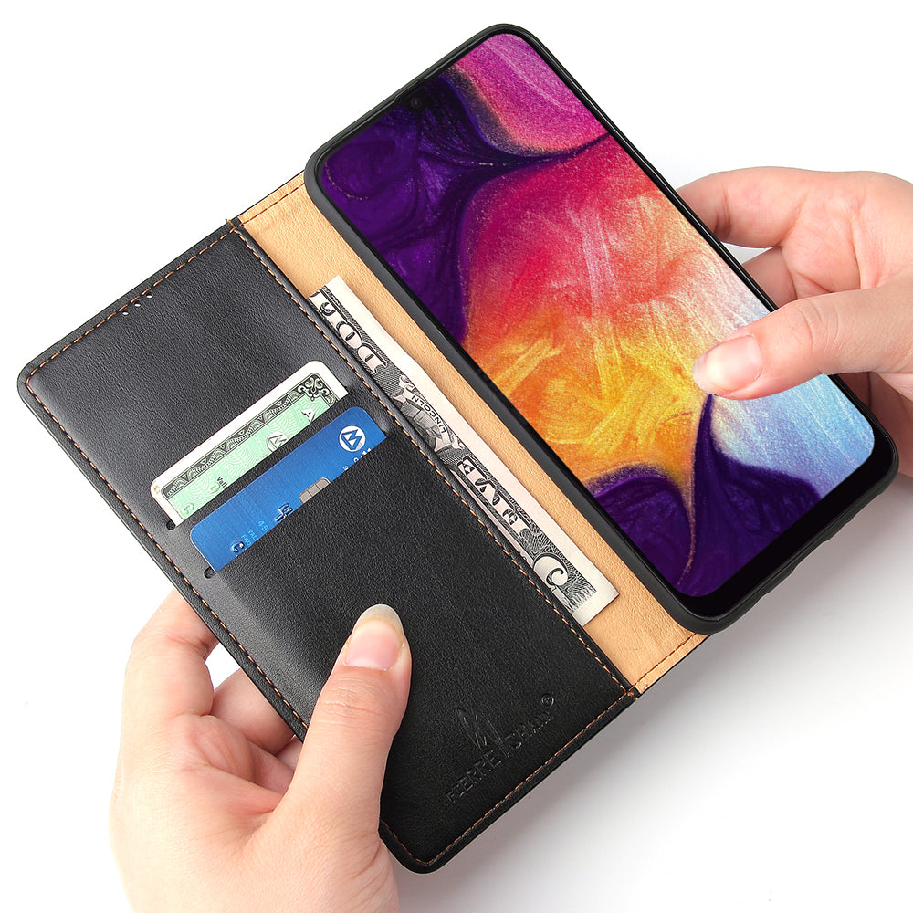 PU Leather Galaxy A50s Flip Case Wallet Stand Texture Deluxe