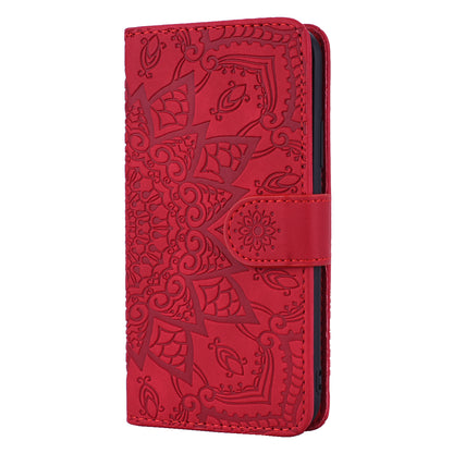 Double Hem Galaxy A10 Leather Case Embossing Sunflower Wallet Foldable Stand