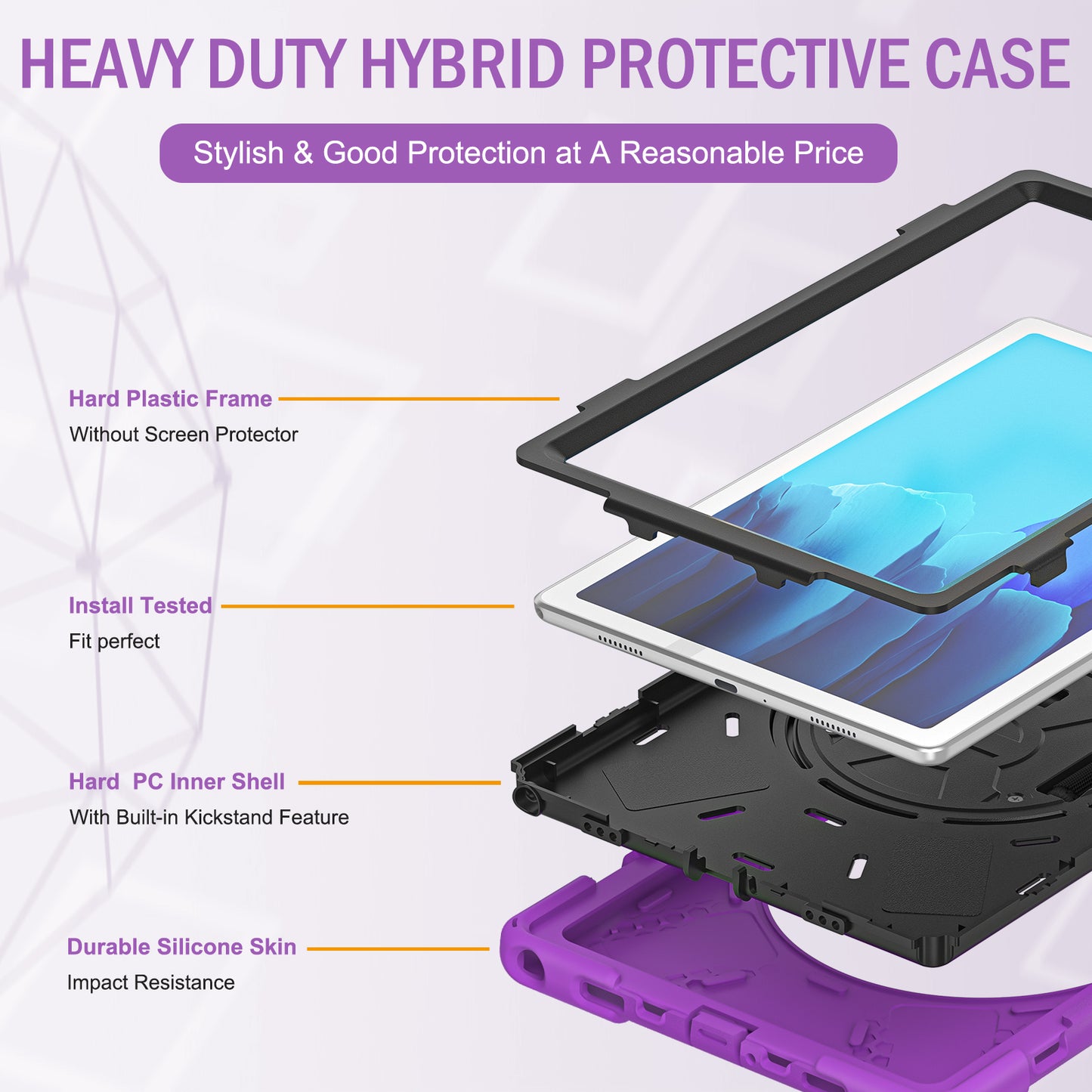 Pirate King Galaxy Tab A7 Case 360 Rotating Stand with Hand Holder Shoulder Strap