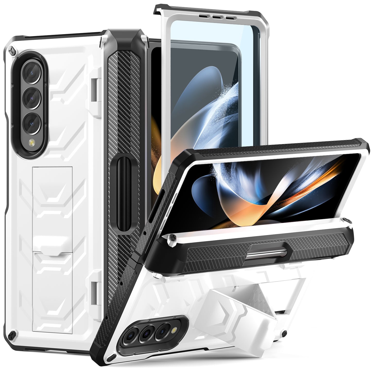 Mech King Galaxy Z Fold4 Case Full-Body Rugged Protection Mul-angele Kicktand