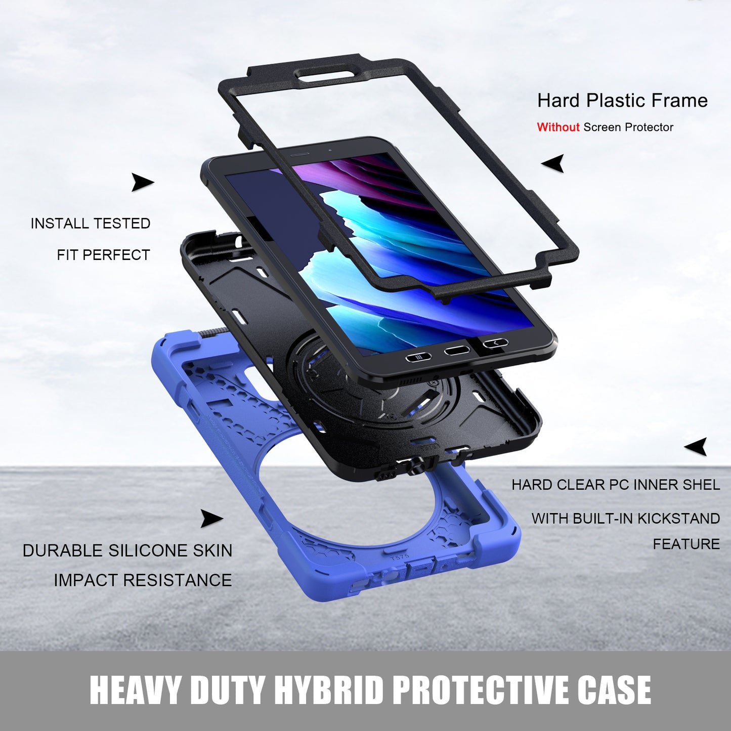 Pirate King Galaxy Tab Active3 Case 360 Rotating Stand Hand Holder Shoulder Strap