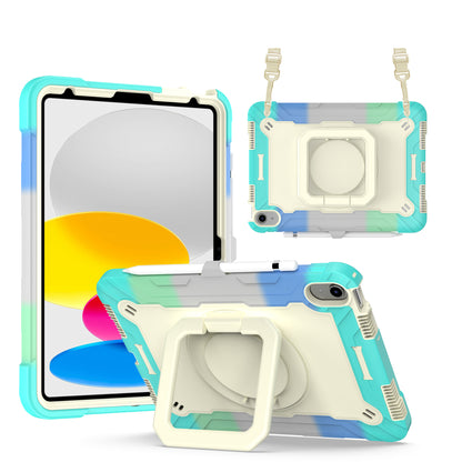 Hit-Color Hook iPad 10 Shockproof Case Rotating Stand Wristband Shoulder Strap