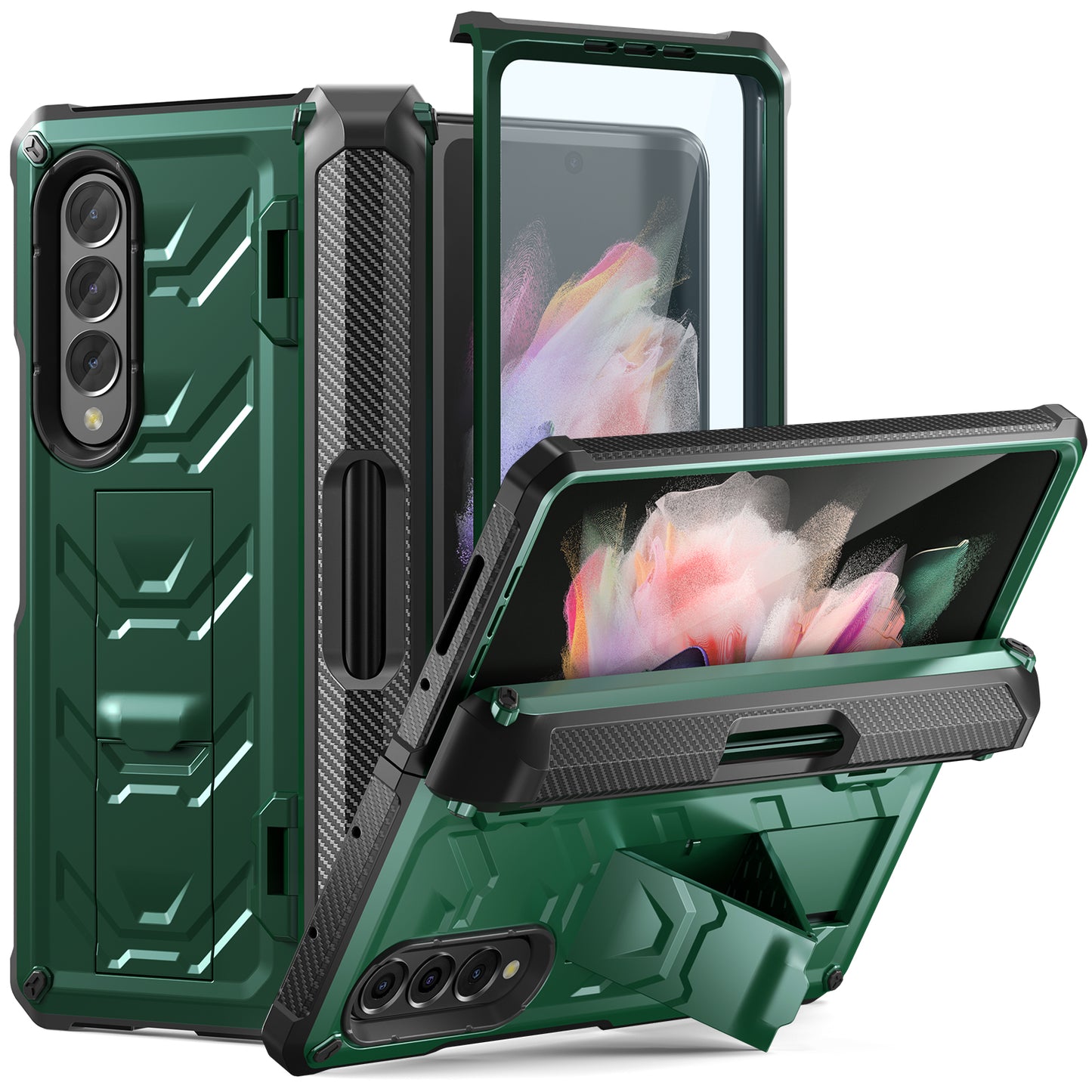 Mech King Galaxy Z Fold3 Case Full-Body Rugged Protection Mul-angele Kicktand