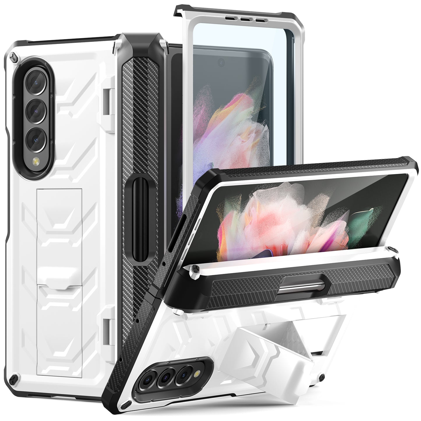 Mech King Galaxy Z Fold3 Case Full-Body Rugged Protection Mul-angele Kicktand