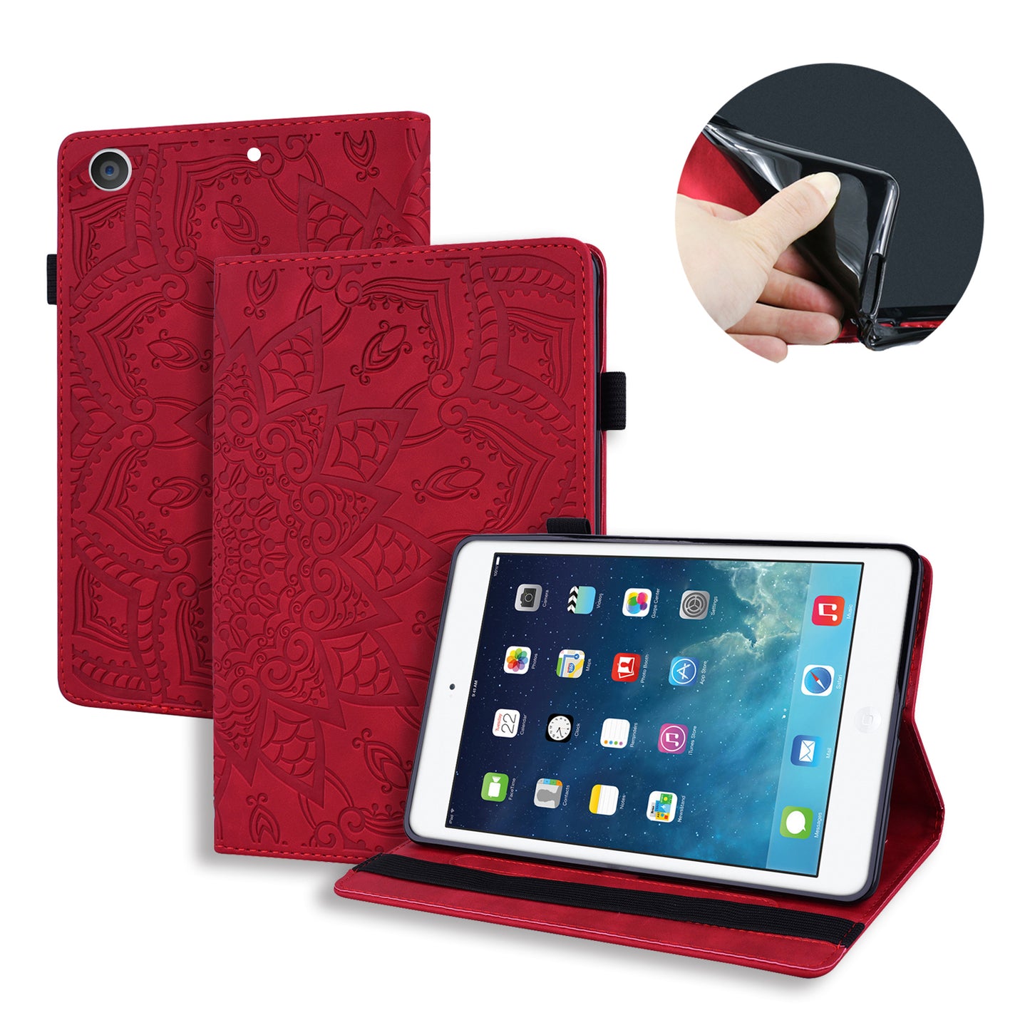 Double Hem iPad Air 3 Leather Case Embossing Sunflower Wallet Foldable Stand