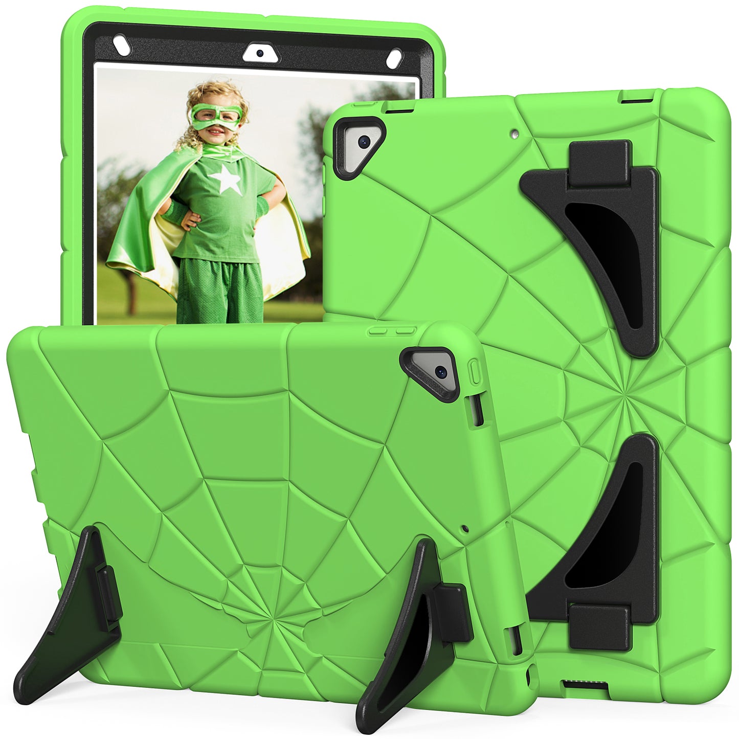 Spider Eye iPad 8 Shockproof Case Silicone PC Case Kids Safe Built-in Kickstand