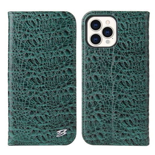 Crocodile Deluxe iPhone 13 Pro Max Genuine Leather Case Wallet Stand Business