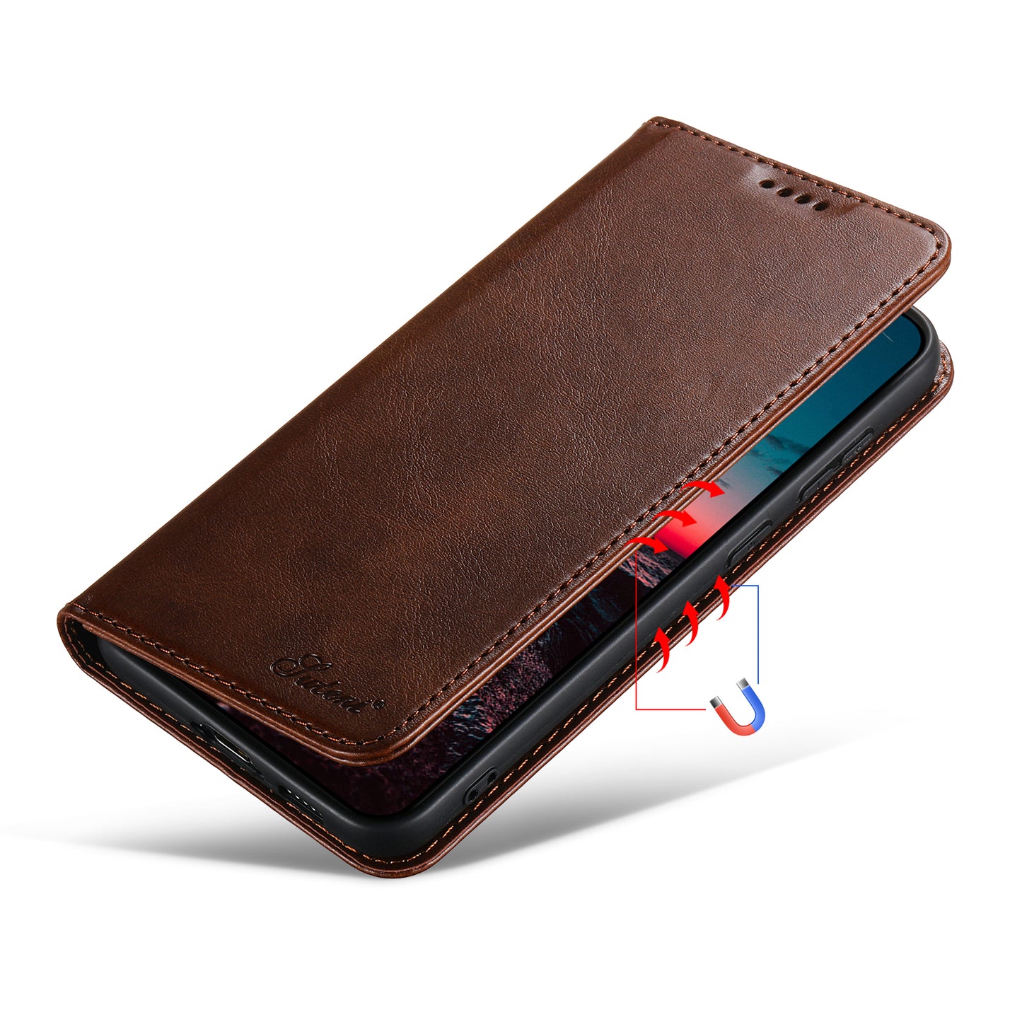 Simple Wallet Galaxy S23 Leather Case RFID Anti-lost Magtic Stand Business