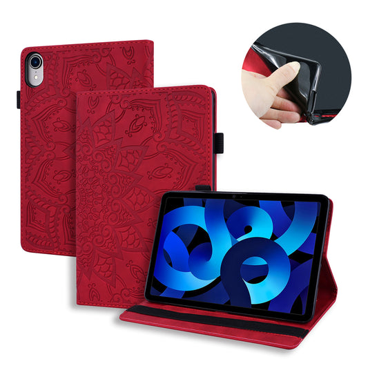 Double Hem iPad 10 Leather Case Embossing Sunflower Wallet Foldable Stand