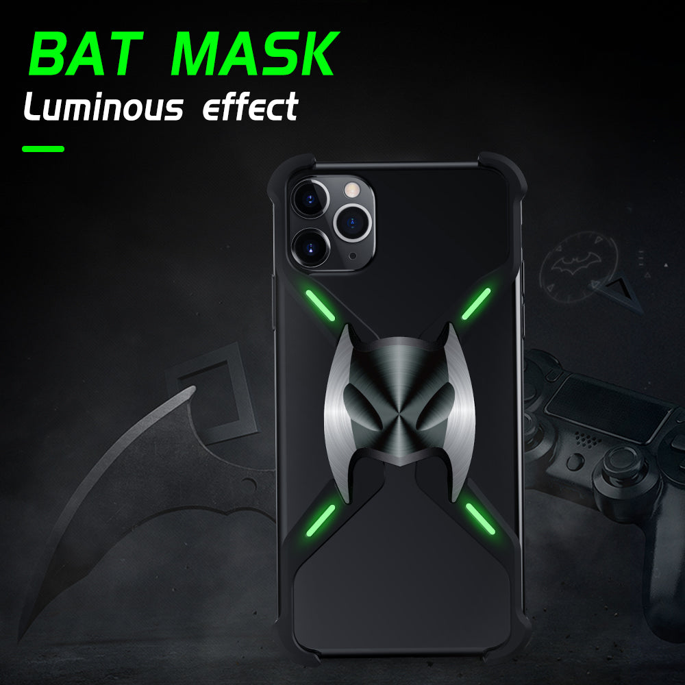 Bat Mask iPhone 11 Pro Max Metal Case PC TPU Hollow Luminous Metal Thin Light Clasp